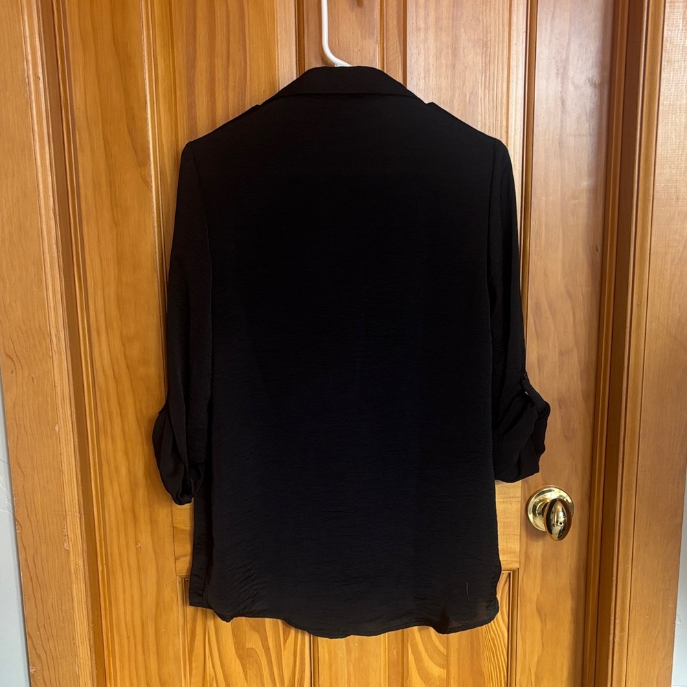 Soft Black Half Button Collared Shirt - image 5